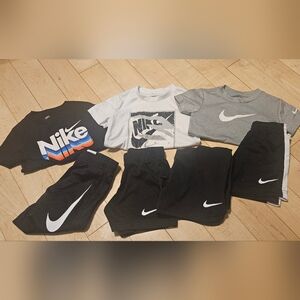 Nike Kids T-Shirt and Shorts Set - Black, White, Gray